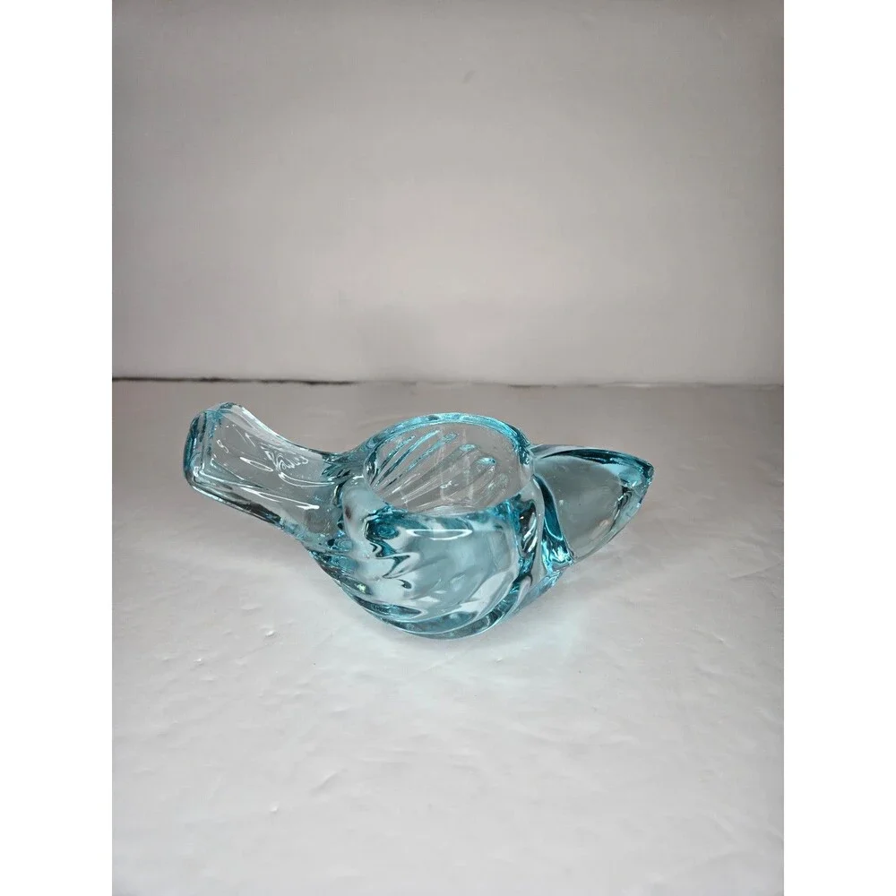 Art Glass Blown Blue Bird Votive/candle Holder Turquoise Spring Easter Decor
